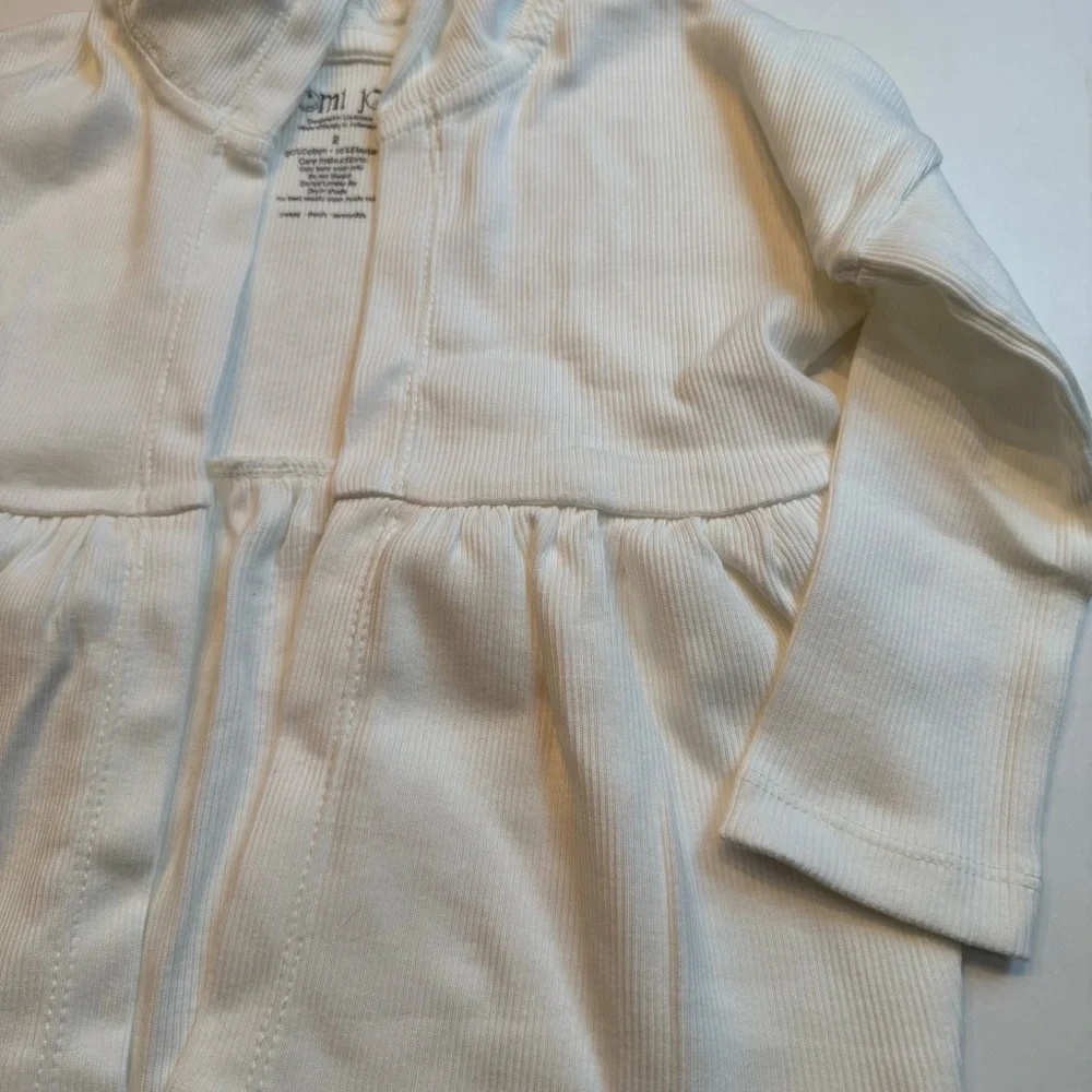 Omi Jo NWT by WDW Simple Cardigan Ribbed Off White Hooded Long Sleeve Girls 2T